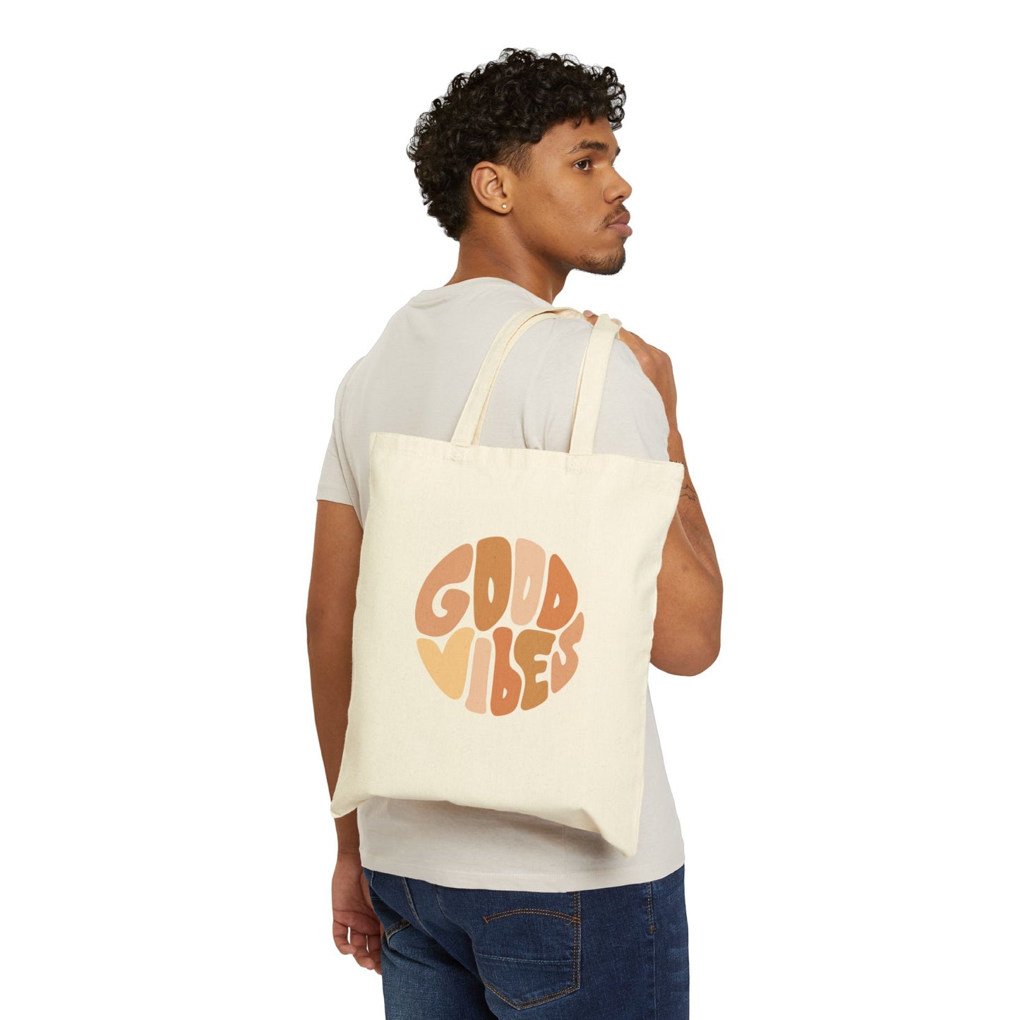 Good Vibes Cotton Canvas Tote Bag - Eco-Friendly Shopping Bag for Positive Energy