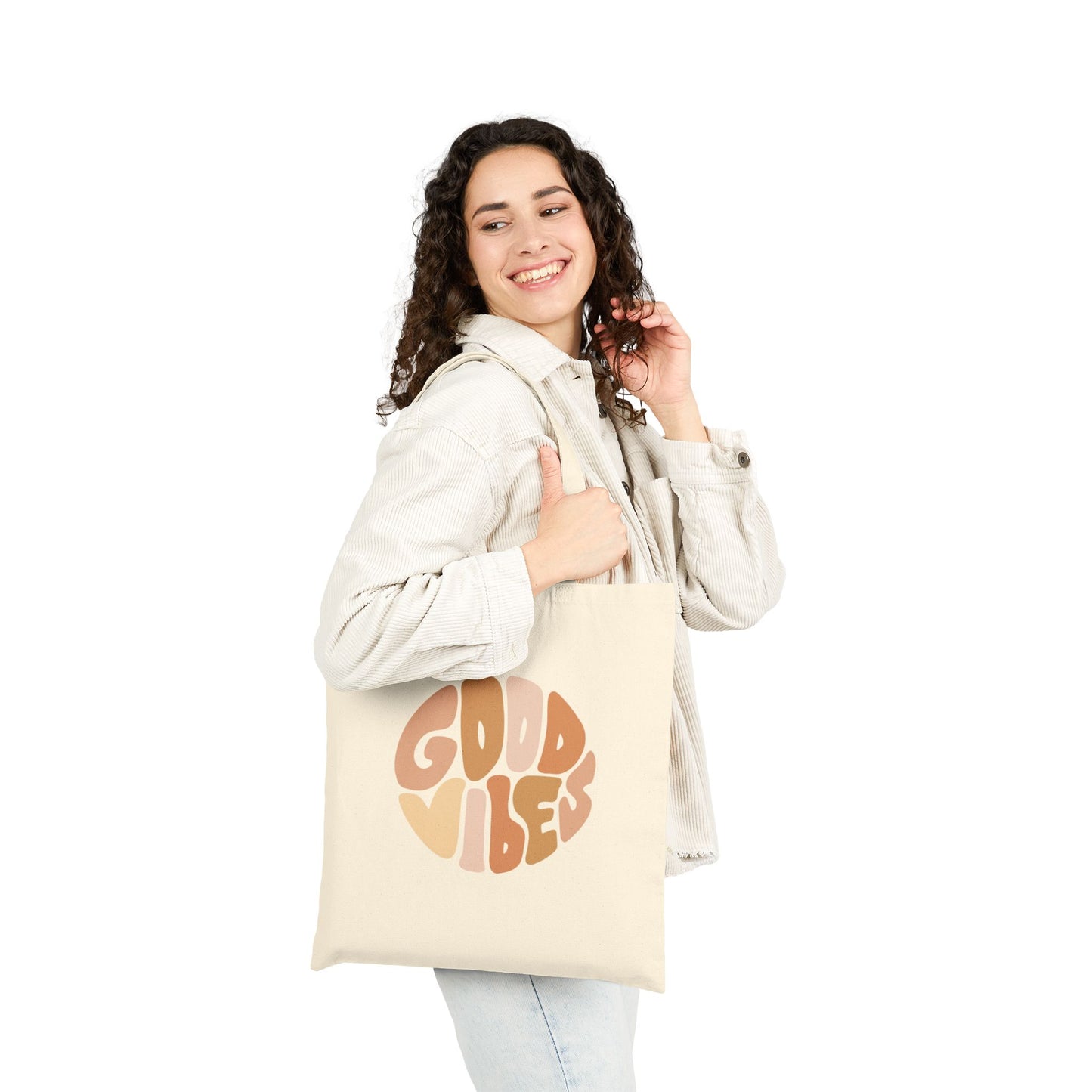 Good Vibes Cotton Canvas Tote Bag - Eco-Friendly Shopping Bag for Positive Energy