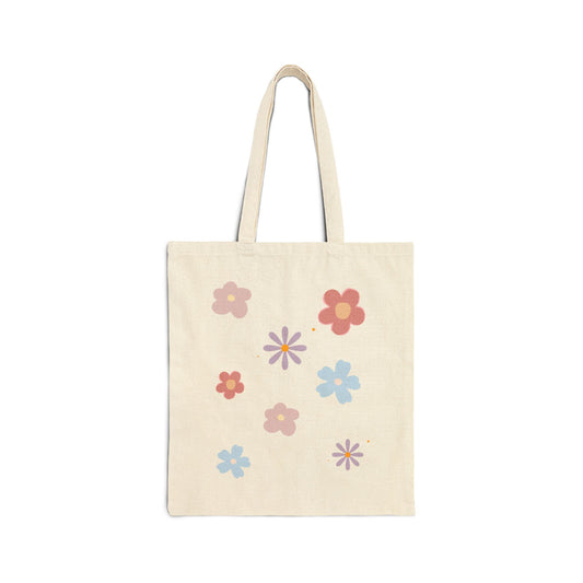 Floral Cotton Canvas Tote Bag - Eco-Friendly Shopper for Every Occasion