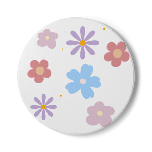 Floral Ceramic Coaster - Colorful Flower Design for Home Decor and Gifts