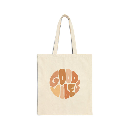 Good Vibes Cotton Canvas Tote Bag - Eco-Friendly Shopping Bag for Positive Energy