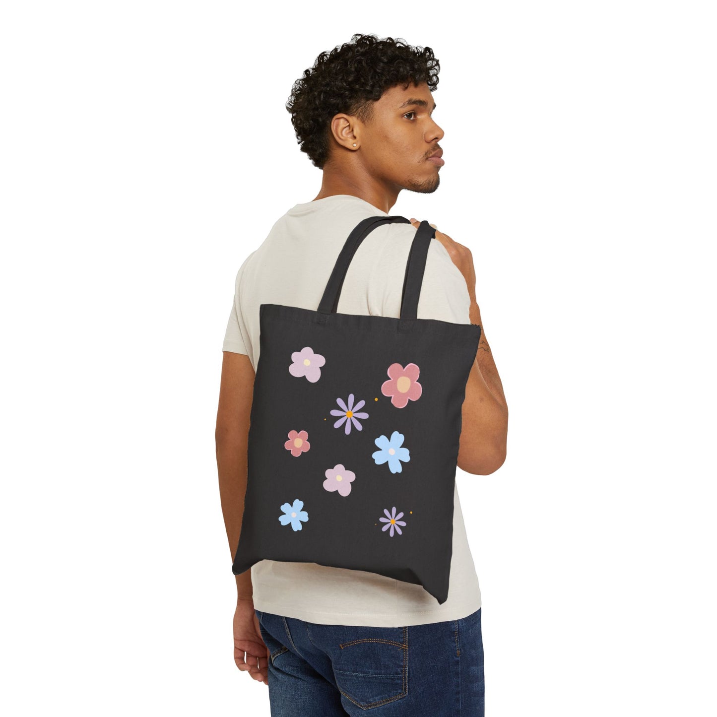 Floral Cotton Canvas Tote Bag - Eco-Friendly Shopper for Every Occasion