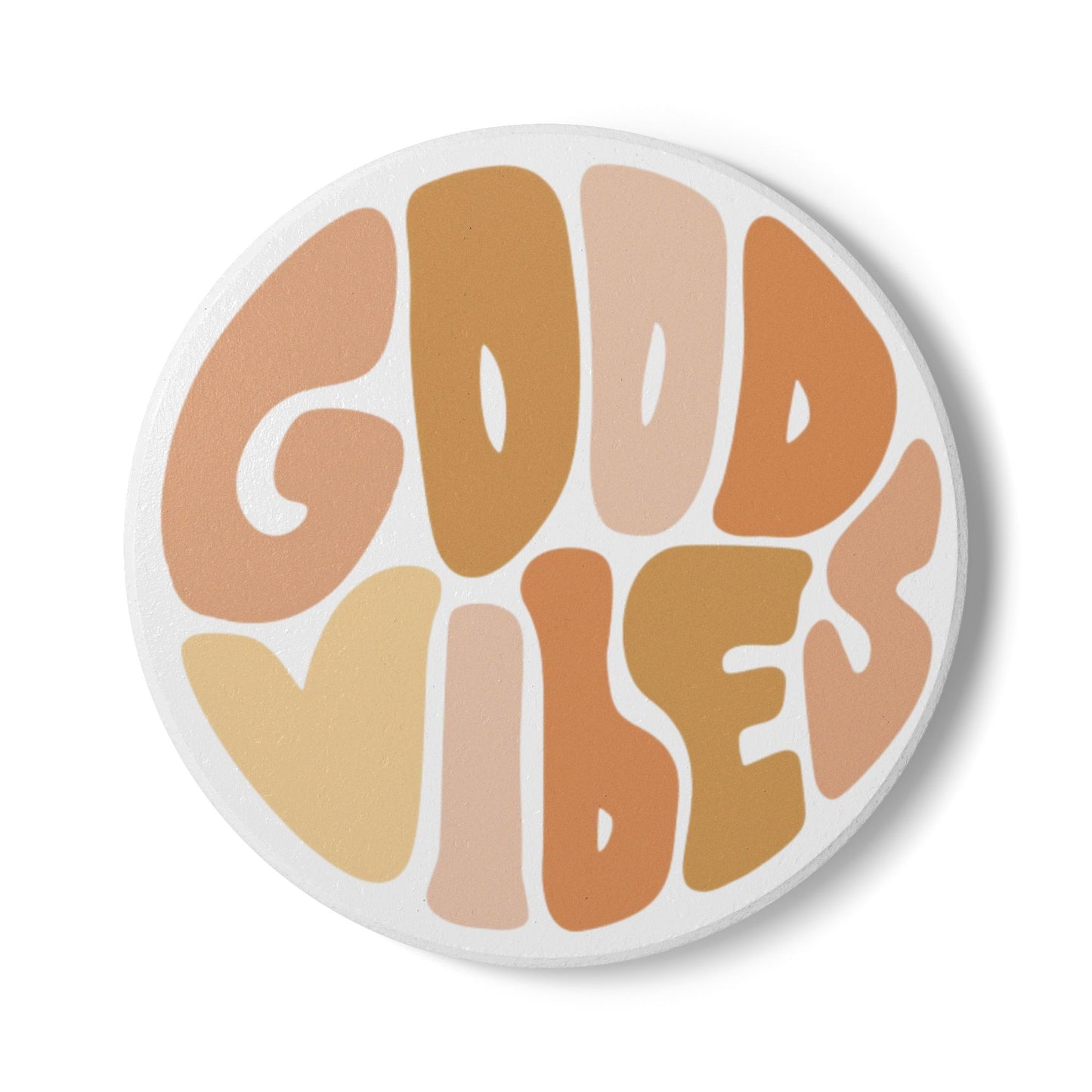 Good Vibes Ceramic Coaster - Artistic Drinkware for Home Decor and Gift Giving